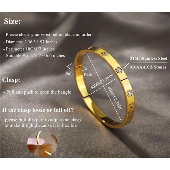 18 K Gold Plated Love Bangle Bracelet Set Flexible Wide Wristband Bangle - Picture 2 of 7